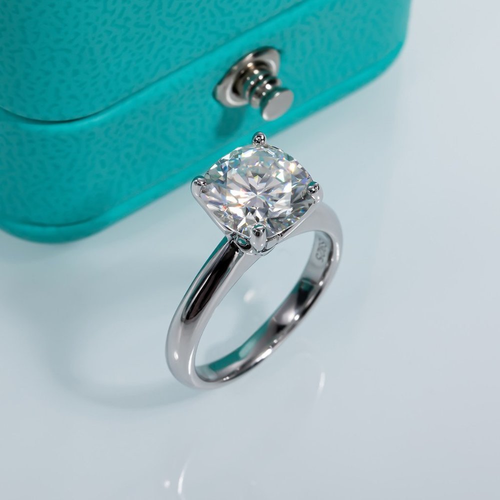 Certified 3.5 ct. t.w. Moissanite Diamond Cushion Cut Engagement Ring NEW - Picture 10 of 13